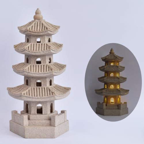 Solar Pagoda Garden Statue LED Zen Decor for Outdoor Yard - Image 2