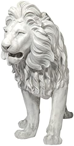 Design Toscano Regal Lion Sentinel of Grisham Manor Outdoor Entryway Garden Statue, Left, 37 Inch Tall, Cast Stone Resin, Antique Stone - Image 6