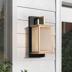 Black and Gold Outdoor Wall Lights, Modern Exterior Wall Sconce Lanterns with Frosted Glass, Anti-Rust Square Waterproof Porch Lights Fixture for Front Door, Entry, Porch, Patio, and Gazebo - Image 2