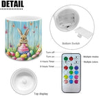 Flameless Candles with Remote Battery Operated Candles with Timer Pack of 4 LED Pillar Tea Lights for Indoor Outdoor Home Decorations, Bunny Easter Egg Wood Grain - Image 2