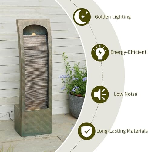 Sunlinua 42H Modern Outdoor Water Fountain with LED Light - Image 3