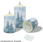 Cozeyat Flameless Candles with Remote Set of 3, Christmas Tree Musical Note Snowscape Print Flickering Electric Candles for Christmas Decor, Unscented Realistic Bullet Floating Flame Candles - Image 3