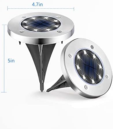 UFOND 12 Pack Solar Ground Lights，Outdoor Waterproof LED Gardenlight, Disklights for Lawn Pathway Yard Walkway Driveway Patio Deck, Solar Lights (Cold White) - Image 7