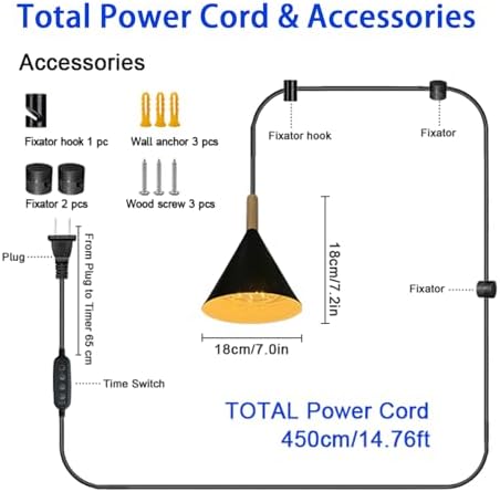 Hanging Grow Lights for Indoor Plants, with Timer and 15FT Power Cord,15W Pendant Grow Light, Full Spectrum, Plant Lights for Indoor Growing, Large Plants, Garden, Greenhouse (White) - Image 4