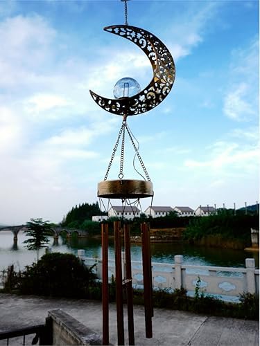 Sun Wind Chimes, Metal Wind Chimes, Waterproof Anti-Corrosion, Solar Wind Chime, Wind Chime for Outside/Window/Door/Garden/Outdoors, Gifts for Girl/mom/Friend. (Moon) - Image 5