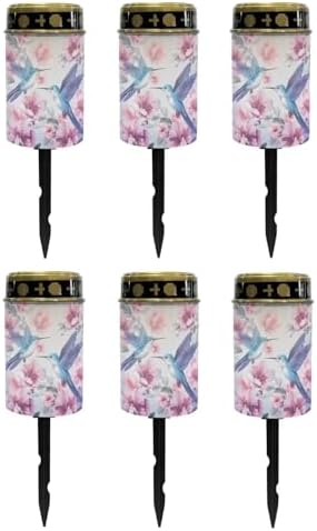 Poceacles Solar Lights Outdoor Waterproof Cemetery Solar Outdoor Candle Grave Solar Decoration Solar Votive Candles Blessed Candles for Loss of Loves One, Hummingbird Flower Blue, Pack of 6 by Poceacles