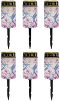 Poceacles Solar Lights Outdoor Waterproof Cemetery Solar Outdoor Candle Grave Solar Decoration Solar Votive Candles Blessed Candles for Loss of Loves One, Hummingbird Flower Blue, Pack of 6 by Poceacles