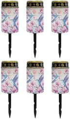 Poceacles Solar Lights Outdoor Waterproof Cemetery Solar Outdoor Candle Grave Solar Decoration Solar Votive Candles Blessed Candles for Loss of Loves One, Hummingbird Flower Blue, Pack of 6 by Poceacles