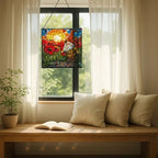 Gnome with Poppy Field Stained Glass Suncatcher – Square Hanging Window Panel for Home or Greenhouse – Whimsical Glass Art Gift for Garden Lovers, Christmas, Halloween, Father Days wWvZmC - Image 7