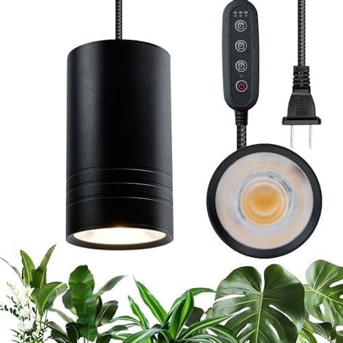 Hanging Grow Light for Indoor Plants, Full Spectrum Growing Plant Lamp with Timer,Decorative Pendant Plant Light Garden, Flowers, Greenhouse (Black) by GroNeed