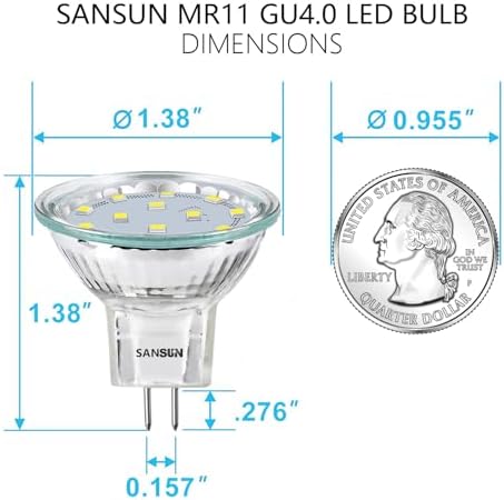 3W MR11 LED Landscape Light Bulbs, Low Voltage 12V 20W Halogen Replacement for Outdoor Landscape Spotlight and Track Light, GU4 Bi-Pin Base, Daylight White 4000K, Non-Dimmable, (Pack of 12) - Image 2