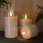 Color Changing Flameless Candles Glass LED Pillar Candles with Remote Timer - Image 3