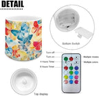 Colorful Butterfly Pattern Flameless Candles Battery Powered LED Pillar Candle Tealights Home Decoration Remote 3 x 3 Inches for Wedding Beach Party Decor, Set of 4 - Image 6