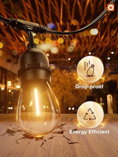 addlon LED Outdoor String Lights 48FT with 25 Edison Vintage Bulbs ETL - Image 2