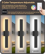 Aipsun 2 Packs LED Outdoor Wall Lights, 3000K 4000K 6000K, 23.6in Modern Black Outdoor Porch & Patio Wall Sconce, Linear Exterior Wall Light for Entrance, Hallway, Garage, Porch(3CCT) - Image 4