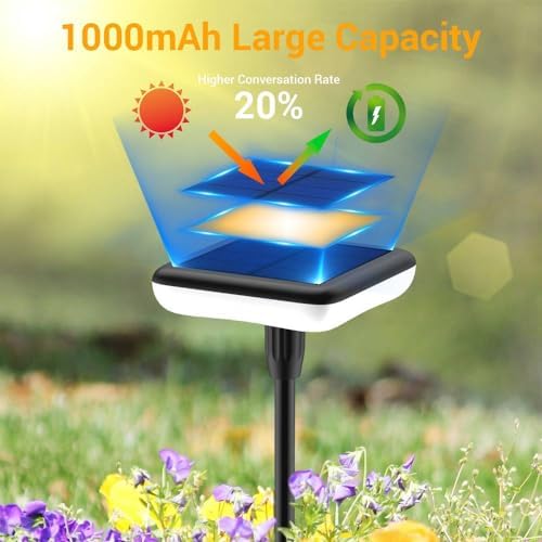 Solar Lights Outdoor Garden 4 Pack Solar Pathway Light 31" Tall Solar Landscape Lights 34LM Bright Up to 12H IP65 Waterproof Auto On/Off for Walkway Outside Yard Path Patio Lawn Flower Bed plant Decor - Image 4