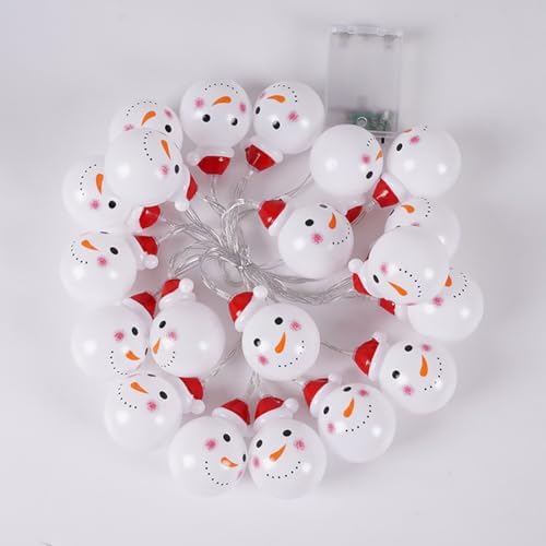 CAKERS Christmas Decor String Lights|Creative Cute Novelty Fairy Lights|Hanging Copper Wire Lights|Night Lights for Birthday Party Xmas Tree Decor,Xmas Snowman Head,3m(9.8ft)-20LED-USB - Image 3