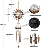 DesGully Solar Wind Chimes, Sun Wind Chime Outdoor Clearance w/Glowing Crackle Glass LED Unique Wind Bells for Outside Waterproof Chimes, Gifts for Her/Him (42" Long Metal Chimes)… - Image 6