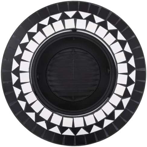 Mosaic Fire Pit - 26.8 in Ceramic Bowl - Steel BBQ Heater - Image 5