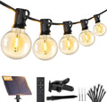 Brightever 50FT Solar String Lights Outdoor with Remote, 18+1 LED Shatterproof G40 Bulbs, 3 Lighting Modes & Timable, Waterproof Dimmable Solar Power Patio Lights for Camping, Backyard, Party by Brightever