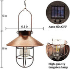 Solar Outdoor Hanging Lanterns with Handle Retro Solar Lights Patio Decor Patio IP65 Waterproof Yard Art Garden Accessories Outdoor Decorations for Christmas Porch Lawn - Image 3