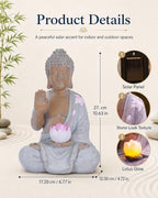 Nacome Solar Buddha Garden Statue Decor: Sitting Figurine with Lotus Light - Image 4