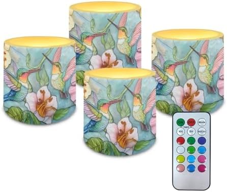 Hummingbird LED Flameless Candles with Realistic Dancing Flame Waterproof Outdoor Battery Operated with Timer & Remote (4 Pack) - Elegant Decor for Weddings, Dinner Party by YUVAMAGIMO