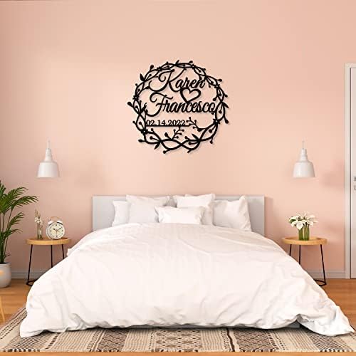 Personalized Wreath Metal Sign, Custom Couple Name Wall Decor, Heart Design for Engagement, Wedding, Newlywed, Anniversary and Home Decoration - Image 3