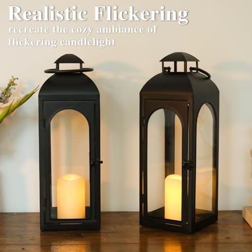 Bdor Decorative Outdoor Lantern Candle,Black Lantern Remote,20 Inch,2 Pack - Image 5