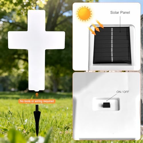 Solar Cross Light, Grave Decorations for Cemetery Memorial - Image 4
