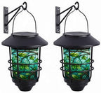 Solar Lanterns Outdoor Hanging Lights Stained Glass Leaves Glass Wall Lantern 2 Pack, Waterproof Decorative Solar Sconce with Wall Mount Kit for Garden Porch Fence Chicken Coop Summer Decor - Image 7