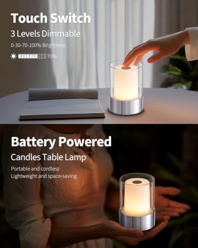 4" Chrome Cordless Table Lamp 2 Pack, Outdoor Rechargeable Lamp - Image 4