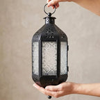 Vela Lanterns Hanging Moroccan Lantern with LED Twinkle Fairy Lights - Exotic Decorative Patio & Porch Decor, Indoor Outdoor Candle Lamp Holder with Chain (13" Large, Color Changing) - Image 4