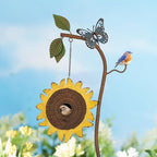 BAYN 57” Bird Houses Stake for Outside, Metal Wild Bird Feeder Birdhouse Stake Pole with Sunflower Design Outdoor Decorations for Patio, Backyard, Garden - Image 2