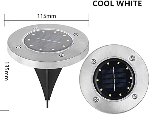 Solar Ground Lights, 10 LED Solar Powered Disk Lights,IP65 Solar Outdoor Lighting, Solar Landscape Lighting Decoration for Garden Driveway Walkway Pathway Yard Patio Lawn(Cool White) 8 Pack - Image 2
