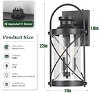22inch Large Dusk to Dawn Outdoor Wall Lights Fixtures, Waterproof Exterior Lighting Fixtures with Photocell Sensor,Vintage Black Metal Cage Lantern Outside Lights for Porch Patio House Garage（2 Pack） - Image 2