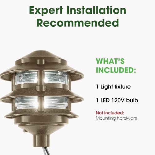 Greenfield Weatherproof Line-Voltage (120V) 3-Tier LED Outdoor Pathway Light – Permanent Outside Light for Walkway, Driveway & Landscaping – Professional Grade & Made in USA – Bronze - Image 3