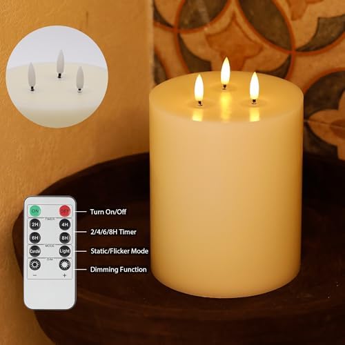 3 Wick Extra Large Flameless Candles, 6"x8" Flat Battery Operated Candles - Image 3