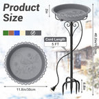 Metal Bird Bath for Outside,Heated Bird Bath for Winter with 5-Prong Base for Garden Patio Yard Lawn - Image 6