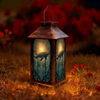 Solar Lantern Surreal Ocean Whale Stained Outdoor Waterproof Garden Hanging Lantern Solar Powered Lighting Outside Solar Light for Patio Yard Camping, Gifts for Women Mom by Unknown