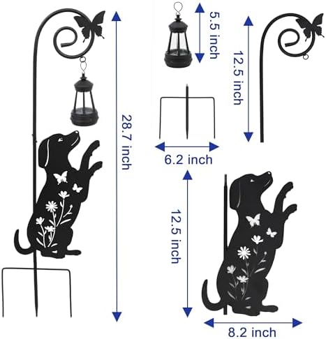 Solar Dog Lantern Garden Stakes 28.7in Metal Outdoor Night Light - Image 5