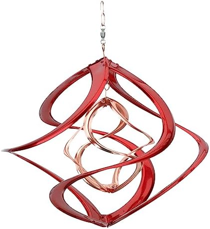 Red and Copper-Plated Metal Double Helix Wind Spinner by RedCarpetStudios
