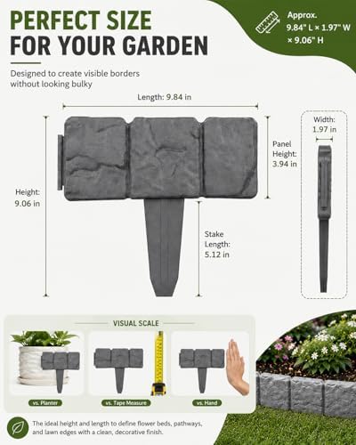 Faux Stone Garden Fence No Dig Landscape Edging Border (White, 20pcs) - Image 7