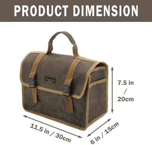 Canvas Tool Storage Bag - Portable Garden Tool Carrying Case with 3 Pockets + 2 Release Buckles, Multi-Purpose 16OZ Waxed Canvas Tool Tote Bag | 11.5"L x 6"W x 7.5"H | Grey - Image 2