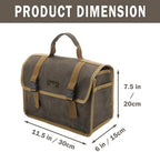 Canvas Tool Storage Bag - Portable Garden Tool Carrying Case with 3 Pockets + 2 Release Buckles, Multi-Purpose 16OZ Waxed Canvas Tool Tote Bag | 11.5"L x 6"W x 7.5"H | Grey - Image 2