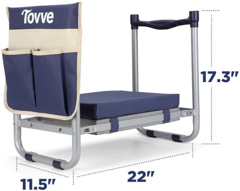Tovve Foldable Garden Kneeler and Seat, Heavy Duty Garden Stool with 10" Wide Detachable Kneeling Pad, Portable Garden Bench Chair with Large Garden Tool Bag, Gardening Gifts for Women, Seniors, Mom - Image 2