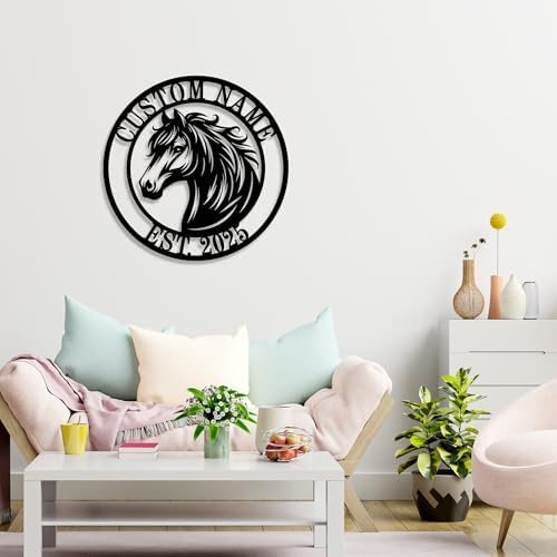 Personalized Horse Ranch Metal Sign, Custom Horse Wall Decor with Name, Western Rustic Metal Horse Wall Art for Farmhouse, Barn, Stable, Cowboy，Gifts for Horse Lovers & Ranch Enthusiasts - Image 3