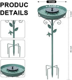 Solar Bird Bath Fountain, Green Metal Stand, 7 Nozzle, Outdoor Garden Decor - Image 2