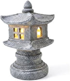 Solar Gray Pagoda Garden Statue, Patio Zen Decor with Light - Image 2