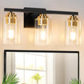 19" Black & Gold Modern Vanity Lights Over Mirror with Clear Glass Shades by WelcometoVerRon